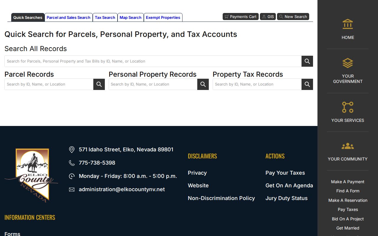 Elko people search using the county assessor records portal