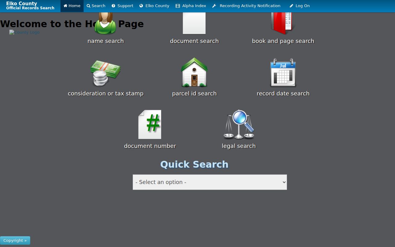 Elko people search in the Landmark recorder index