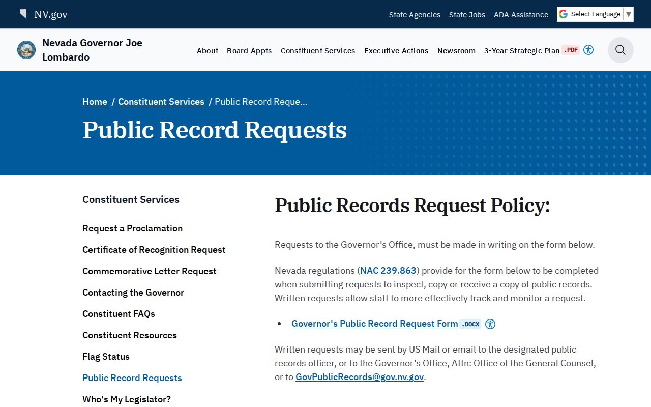Elko public records request options under Nevada law