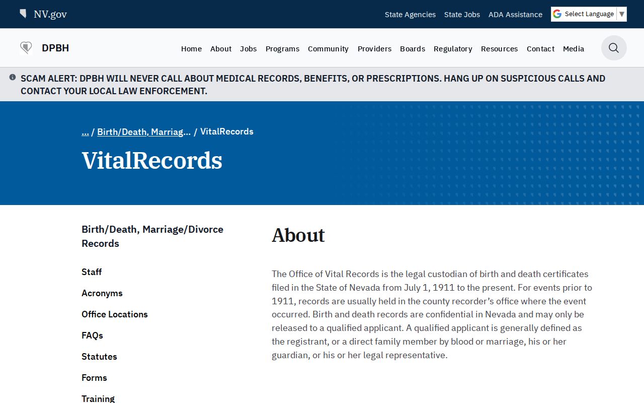 Elko public records access through Nevada vital records